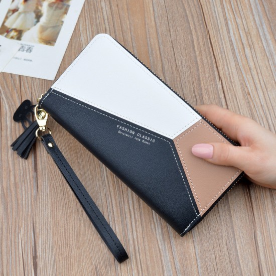 New men's wallet - short style money clip, fashionable and European style magnetic buckle multi-card slot, large capacity, litchi-patterned leather case.