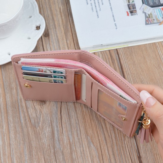 New women's wallet - short style wallet, multi-card slot women's student, Japanese style fashionable mini small leather wallet with zipper, zero wallet