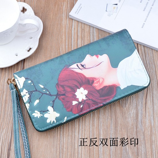 New women's wallet - long style double zipper hand-held bag, fashionable and Japanese style, large capacity folding soft leather case, small wallet. New women's wallet - long style double zipper hand-held bag, fashionable and Japanese style, large capacity folding soft leather case, small wallet.