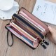 New women's wallet - long style double zipper hand-held bag, fashionable and checkered large capacity double-layer money clip, no change money bag.