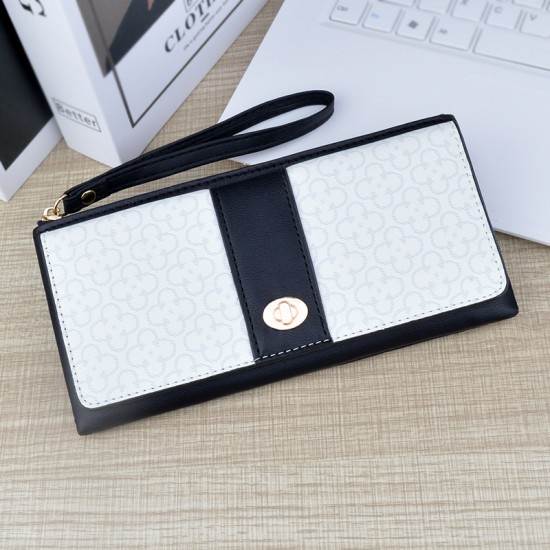 New women's wallet - long style wallet, zipper handbag with patchwork contrasting color large capacity wallet, leather wallet, mobile phone zero wallet New women's wallet - long style wallet, zipper handbag with patchwork contrasting color large capacity wallet, leather wallet, mobile phone zero wallet