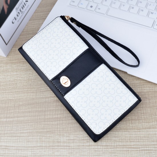 New women's wallet - long style wallet, zipper handbag with patchwork contrasting color large capacity wallet, leather wallet, mobile phone zero wallet New women's wallet - long style wallet, zipper handbag with patchwork contrasting color large capacity wallet, leather wallet, mobile phone zero wallet